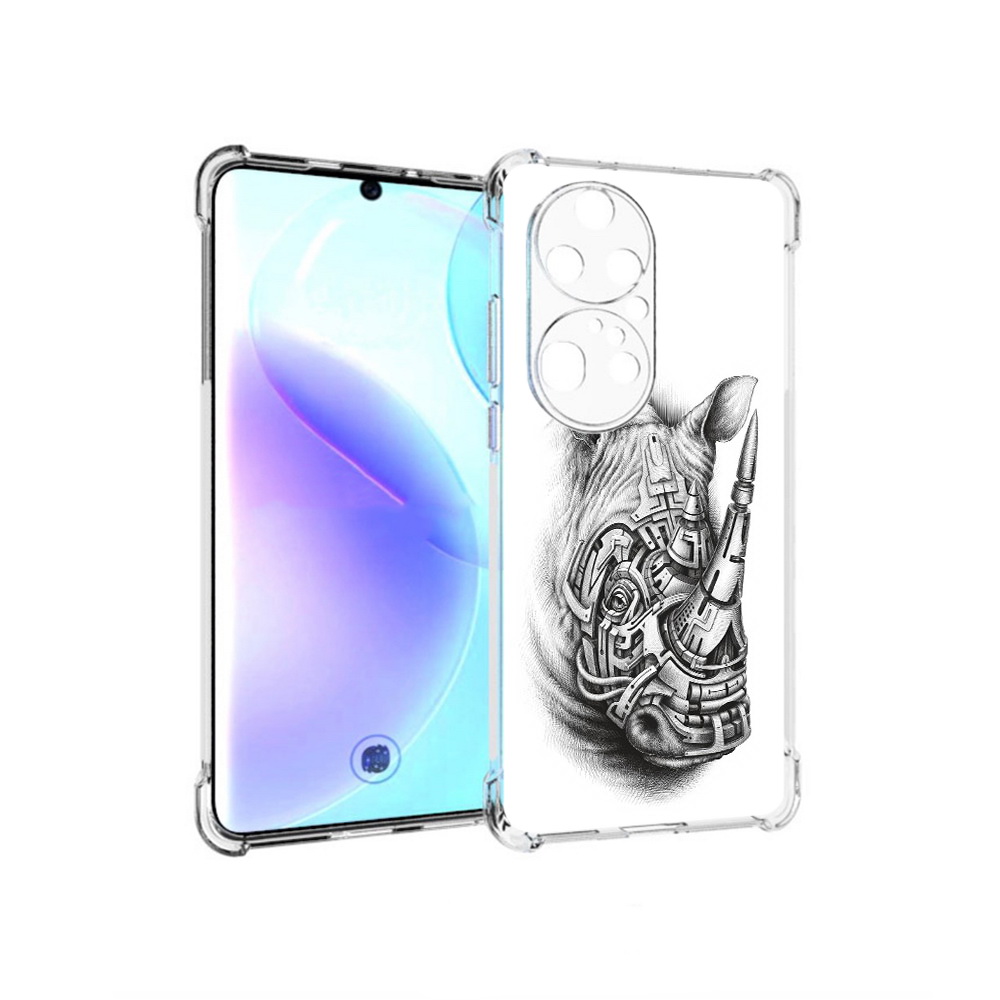

Чехол MyPads Tocco для Huawei P50 Pro стальной носорог, Прозрачный, Tocco