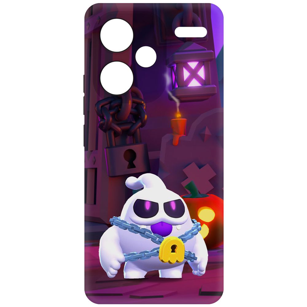 

Чехол-накладка Soft Case Brawl Stars - Призрак Скуик для Xiaomi Redmi Note 13 Pro+ 5G, Черный