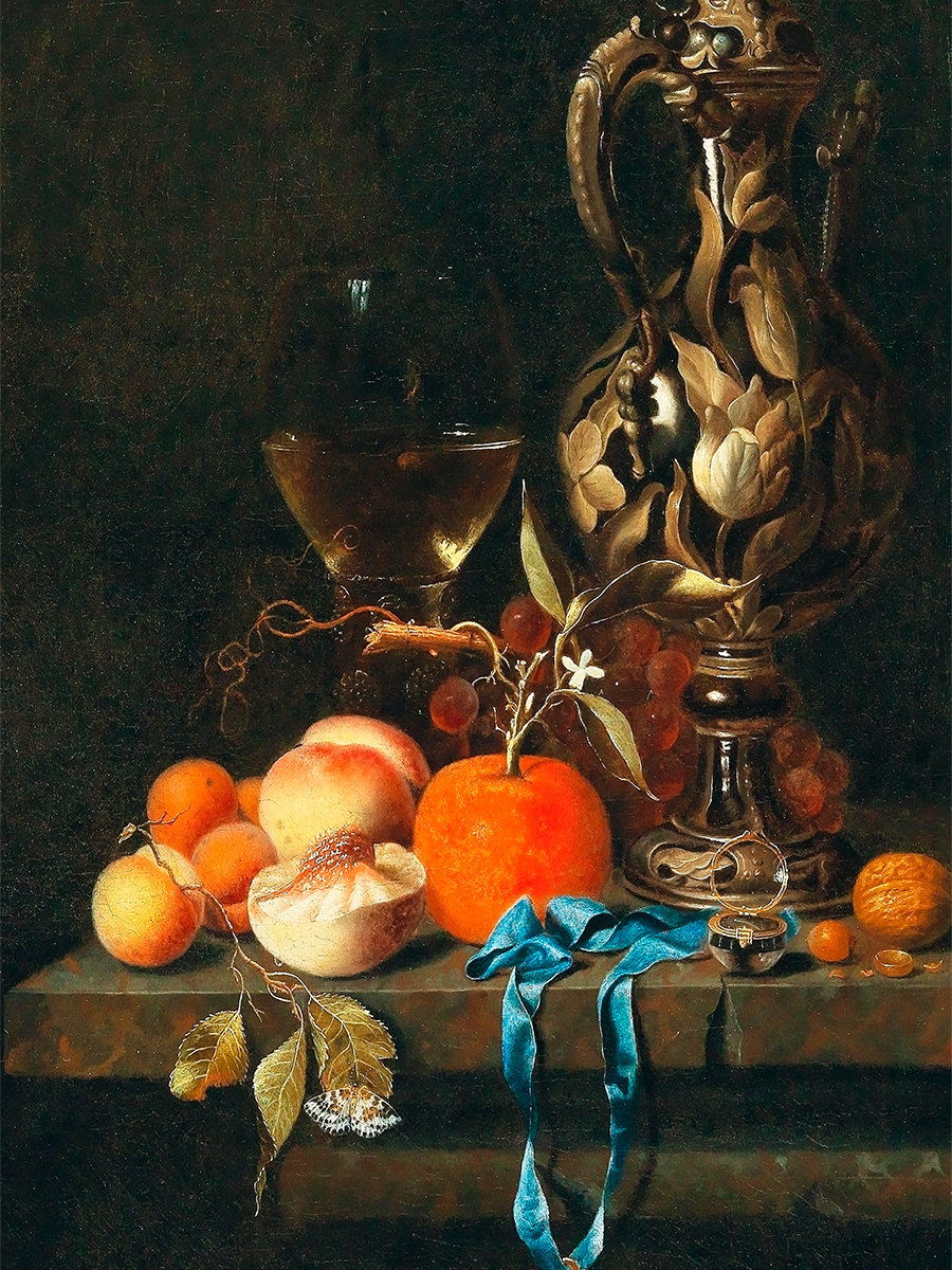 фото Постер drabs а2 йоханнес борман - абрикосы, персики и иные фрукты с бокалом и кувшином