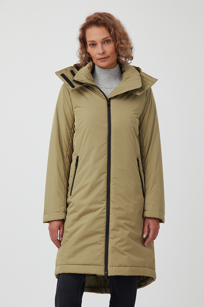 фото Утепленное пальто женское finn flare fab110216 зеленое 2xl