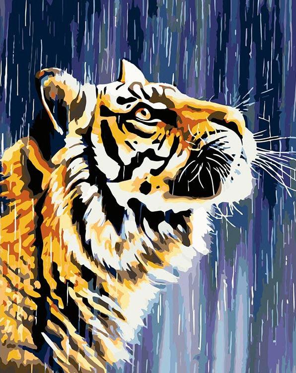 

Картина по номерам Живопись по Номерам Тигр под дождем, 40x50, Тигр под дождем