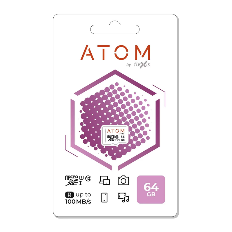 Карта памяти Atom Micro SDHC 64Гб (microSDHC 64GB UHS-1 U1 (AMSDU1/64GB))