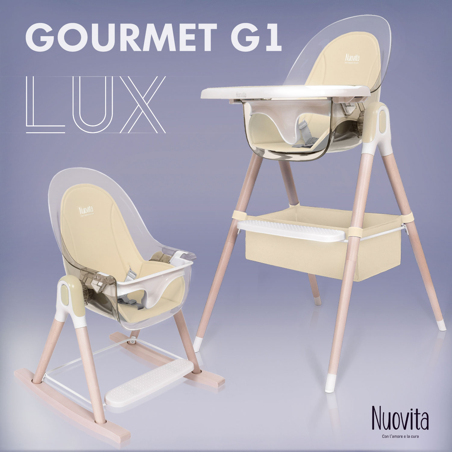 Стульчик для кормления 3 в 1 Nuovita Gourmet G1 Lux (Beige/Бежевый) стульчик для кормления nuovita gourmet g1 standart 2 в 1