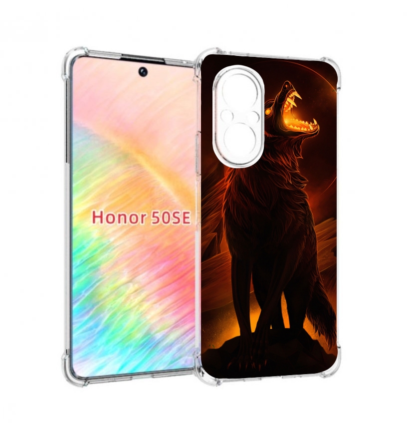 

Чехол бампер MyPads волчара с огнем внутри для Honor 50 SE проти, Прозрачный, Tocco