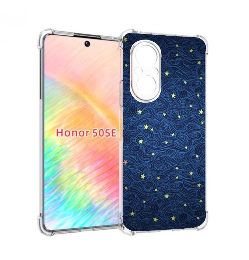 

Чехол бампер MyPads волны с звездами акварель для Honor 50 SE пр, Прозрачный, Tocco