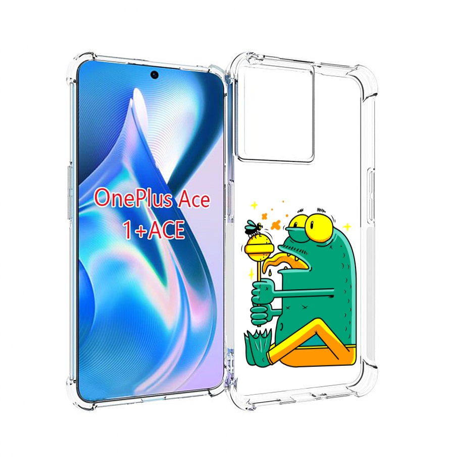 

Чехол MyPads Зеленая лягушка с чупа чупсом для OnePlus Ace, Прозрачный, Tocco