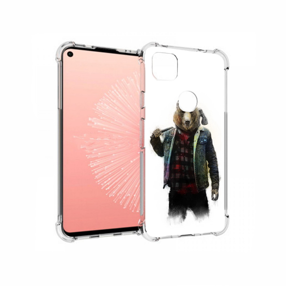 

Чехол MyPads Tocco для Google Pixel 4A медведь с топором, Прозрачный, Tocco