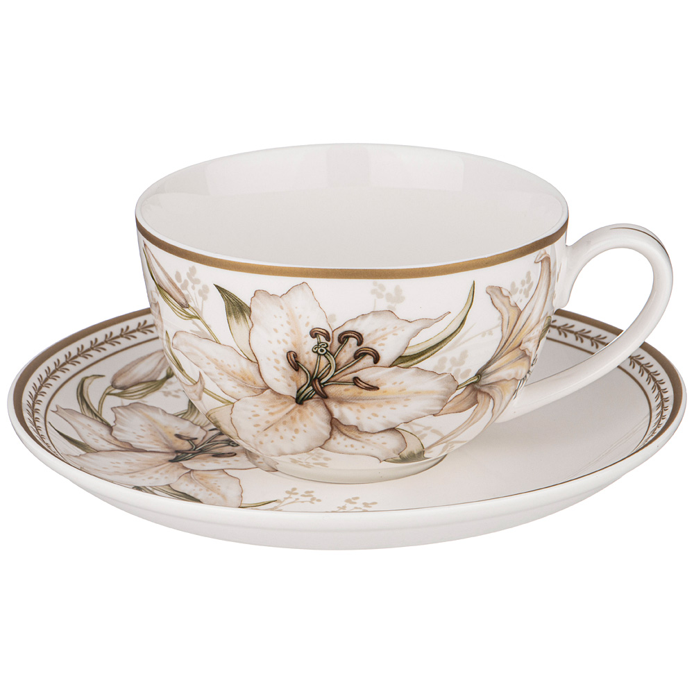 

Чайная пара Lefard Lilies чашка 280мл блюдце фарфор 590-270_, Коричневый