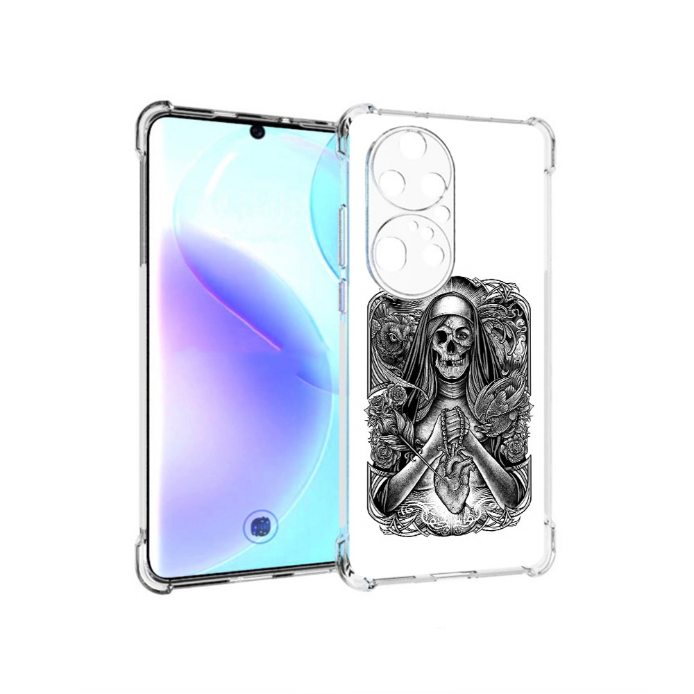 Чехол MyPads Tocco для Huawei P50 Pro скелет с сердцем