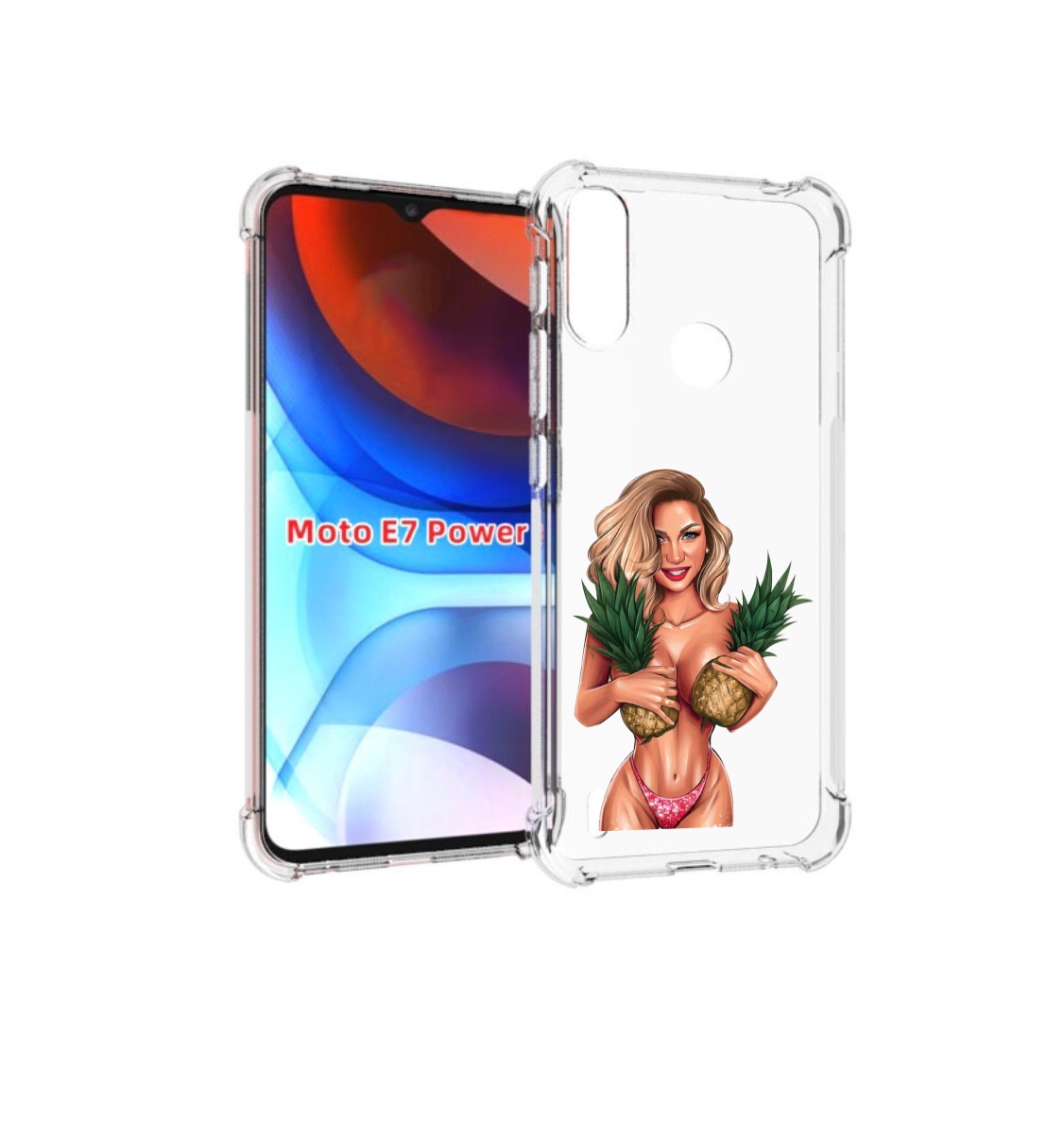 

Чехол MyPads девушка-с-ананасами женский для Motorola Moto E7 Power, Прозрачный, Tocco