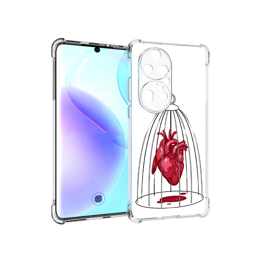 

Чехол MyPads Tocco для Huawei P50 Pro сердце в клетке, Прозрачный, Tocco