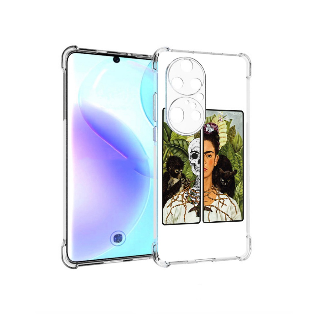 

Чехол MyPads Tocco для Huawei P50 Pro сдвоенная картинка девушка скелет, Прозрачный, Tocco