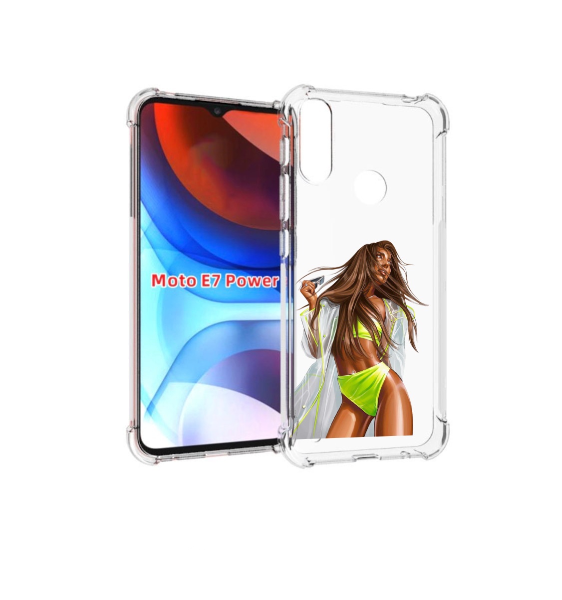 

Чехол MyPads девушка-модель-мулатка для Motorola Moto E7 Power, Прозрачный, Tocco