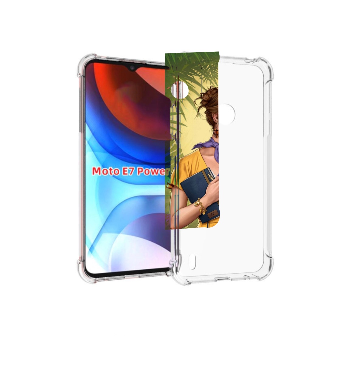 

Чехол MyPads девушка-в-зелени женский для Motorola Moto E7 Power, Прозрачный, Tocco