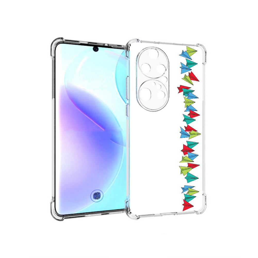 

Чехол MyPads Tocco для Huawei P50 Pro самолетики из листочков, Прозрачный, Tocco