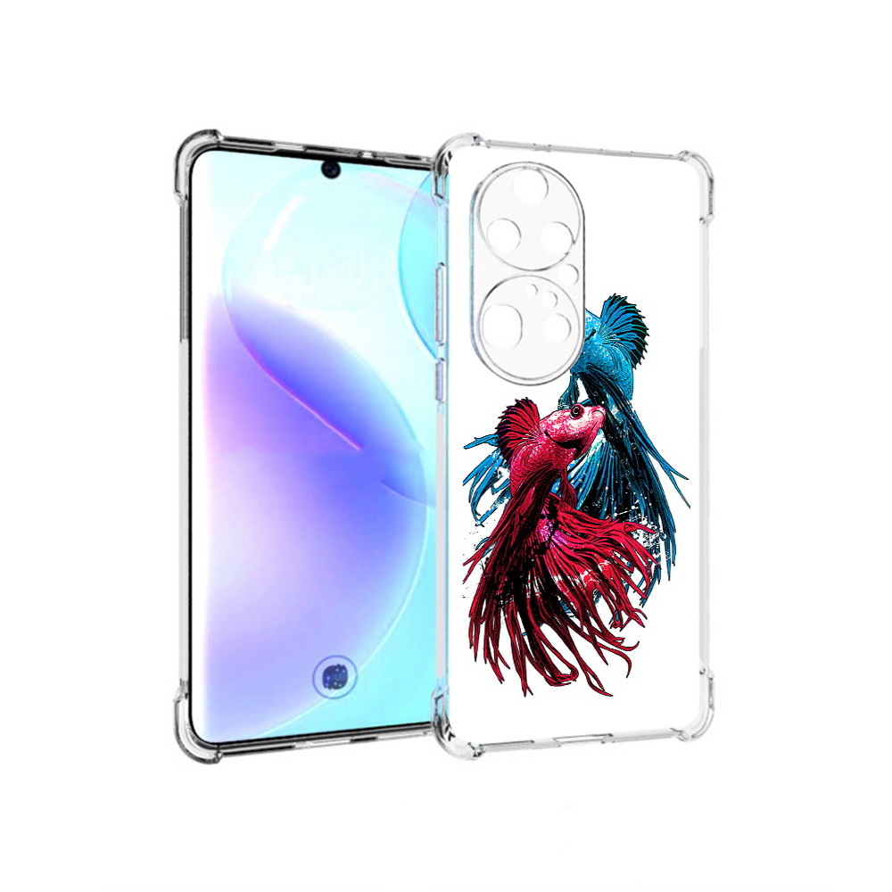 

Чехол MyPads Tocco для Huawei P50 Pro рыбы петушки, Прозрачный, Tocco
