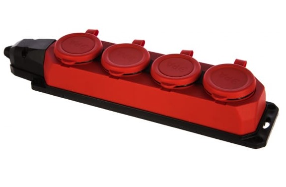 Колодка каучуковая Эра с заземлением, 4 розетки, 16A, IP44, красная однофазная каучуковая колодка gigant