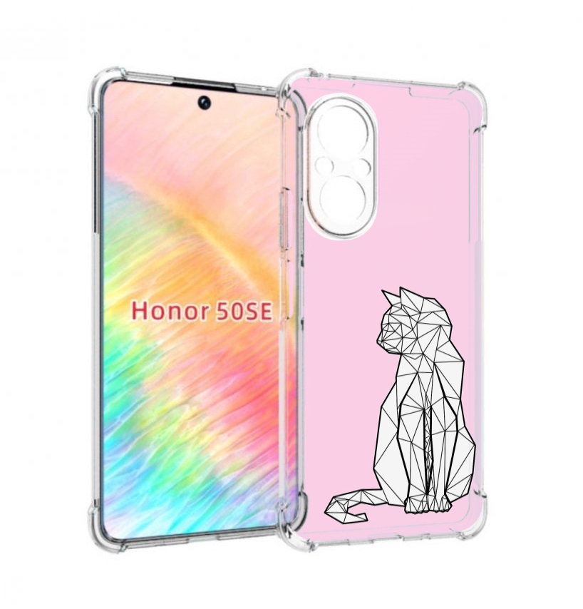 

Чехол бампер MyPads белый котик с гранями для Honor 50 SE против, Прозрачный, Tocco