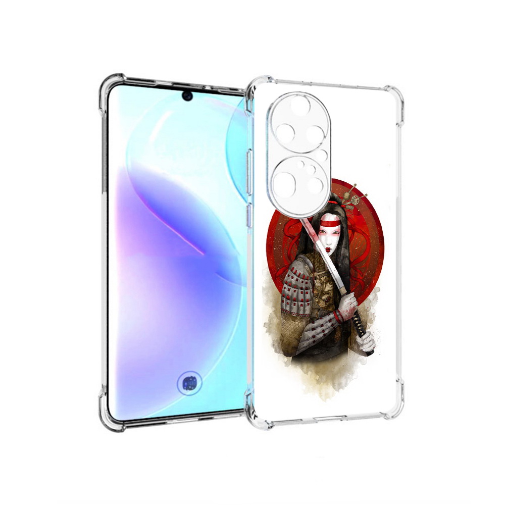 

Чехол MyPads Tocco для Huawei P50 Pro рисованная девушка с катаной, Прозрачный, Tocco