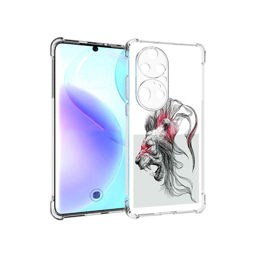 

Чехол MyPads Tocco для Huawei P50 Pro разъяренный лев, Прозрачный, Tocco