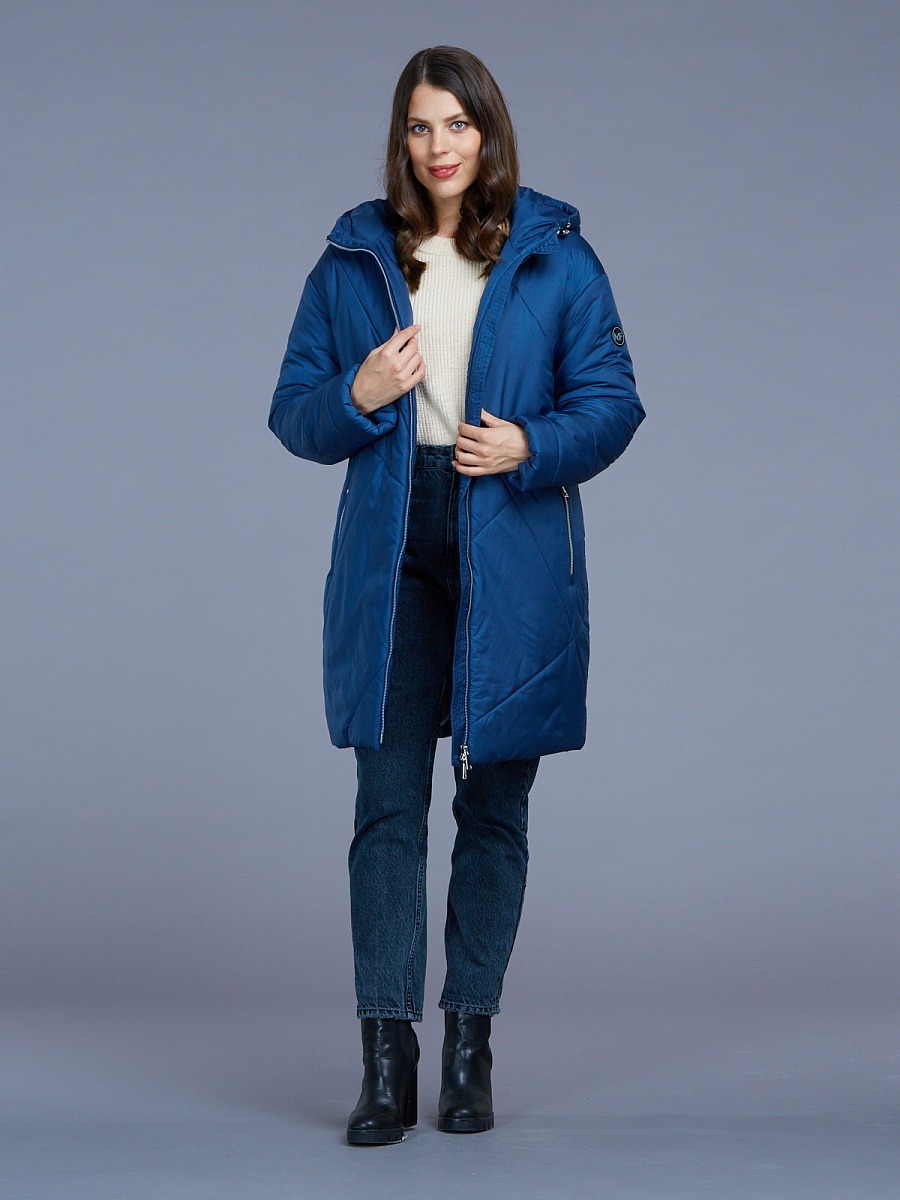 Пальто женское Mfin MF-20008 синее 40 EU