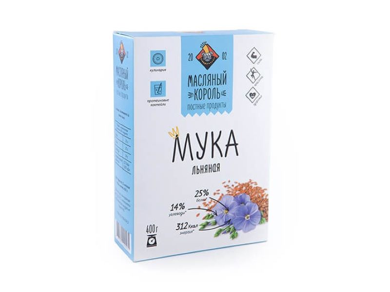 

Мука льняная Масляный Король постный продукт, 400 г х 2 шт, льняная