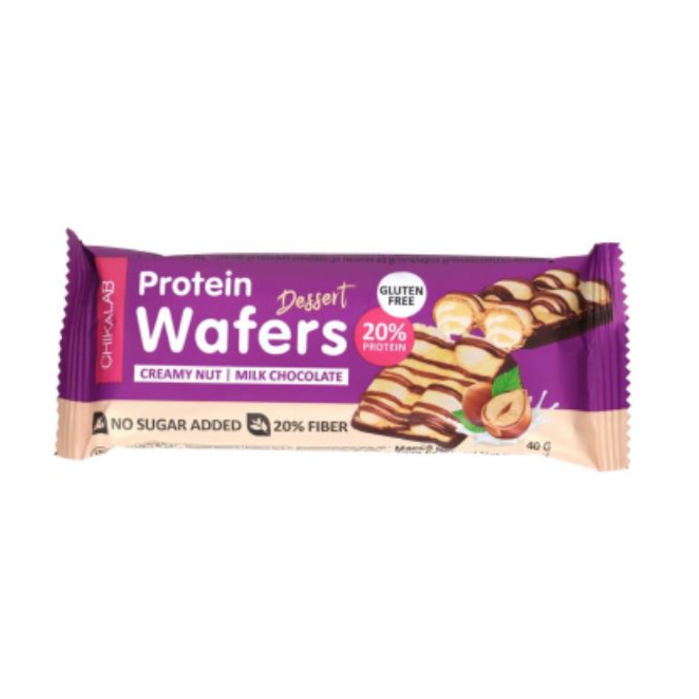 Батончик вафельный Protein Wafers Chikalab, вкус сливочно-ореховый десерт, 40 г