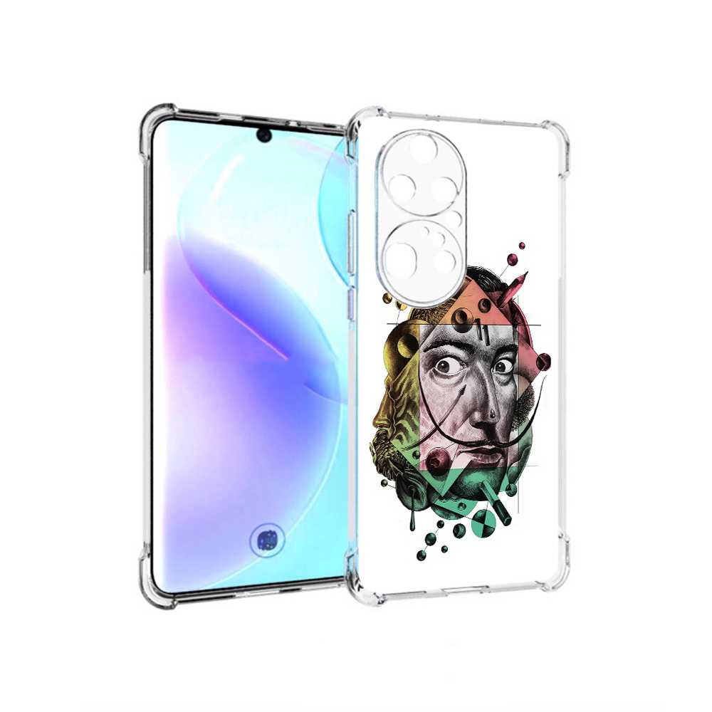 

Чехол MyPads Tocco для Huawei P50 Pro разноцветное лицо абстракция, Прозрачный, Tocco