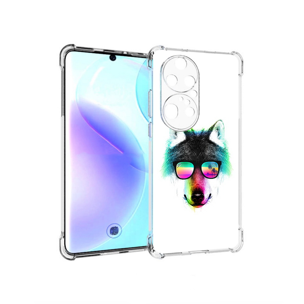 

Чехол MyPads Tocco для Huawei P50 Pro радужный волк, Прозрачный, Tocco
