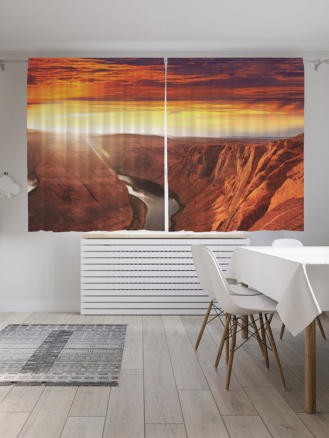 фото Шторы с фотопечатью "водяной каньон на закате" из сатена, 290х180 см joyarty