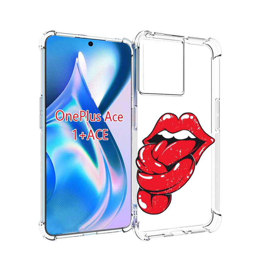 

Чехол MyPads яркие губы с языком для OnePlus Ace, Прозрачный, Tocco