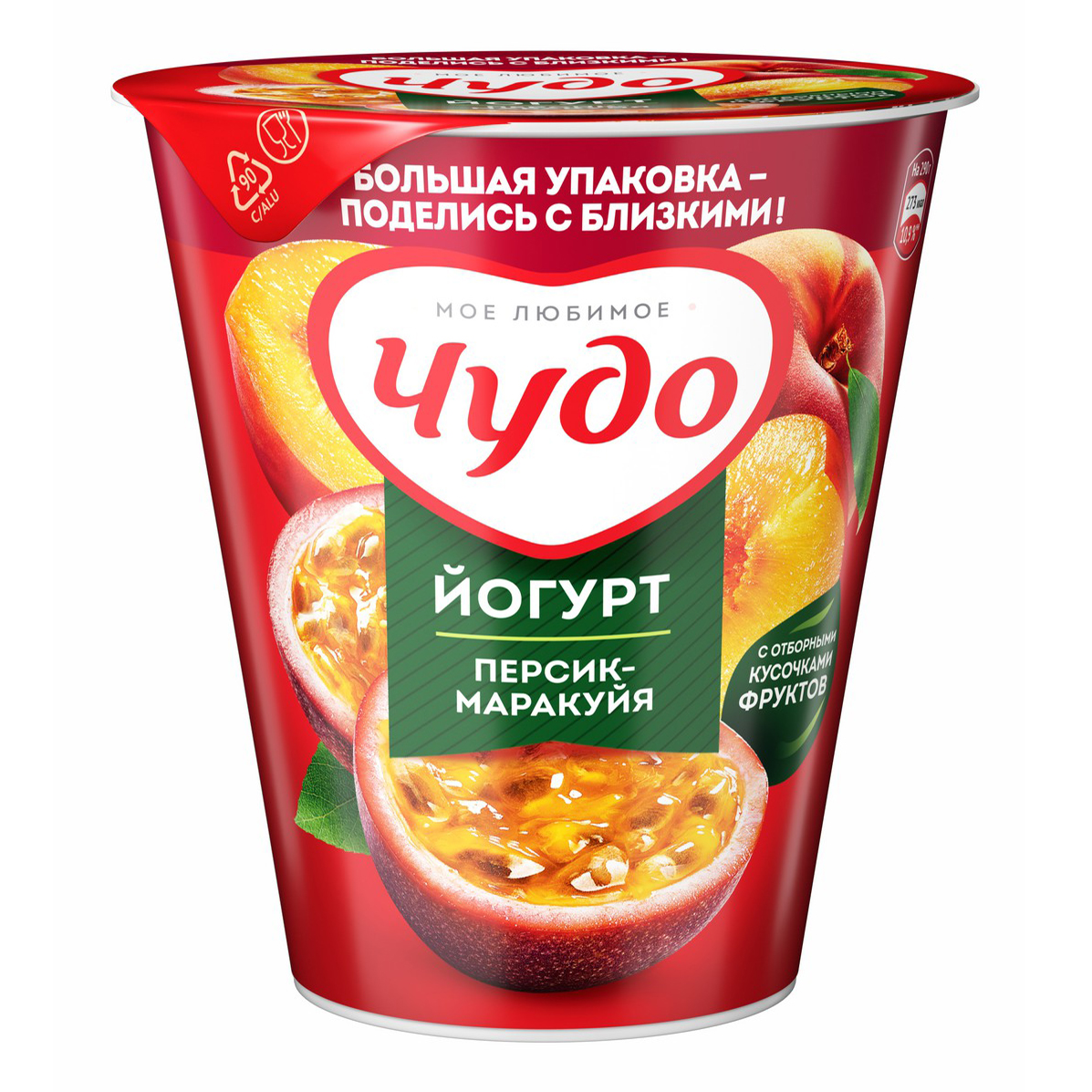 Йогурт Чудо персик-маракуйя 2% БЗМЖ 290 г