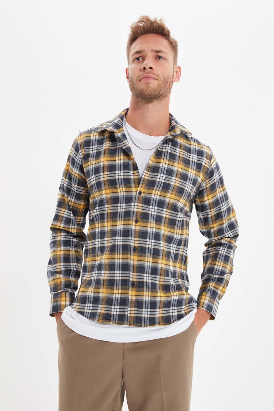 фото Рубашка мужская trendyol tmnaw22go0358 белая m