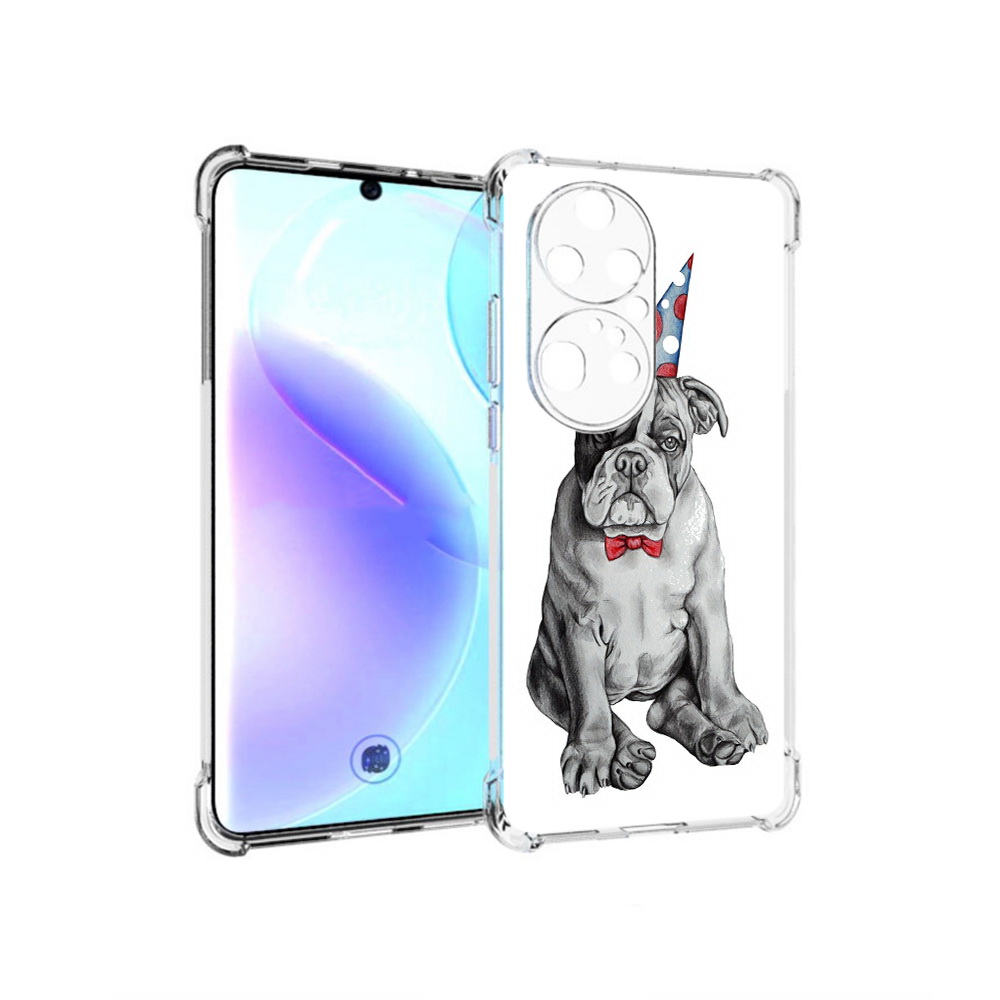 

Чехол MyPads Tocco для Huawei P50 Pro праздничный щенок, Прозрачный, Tocco