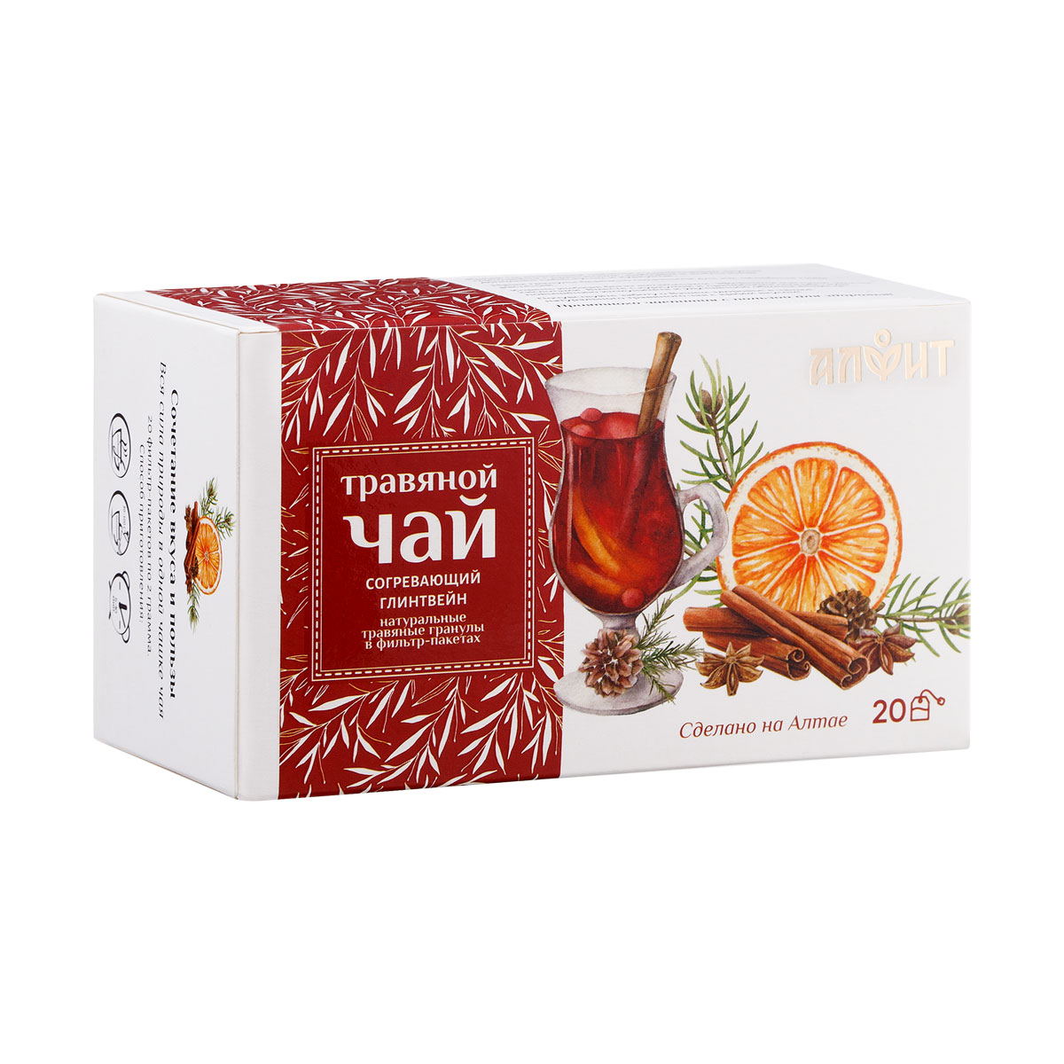 

Травяной чай Алфит Согревающий глинтвейн, 20 фильтр-пакетов, a5743