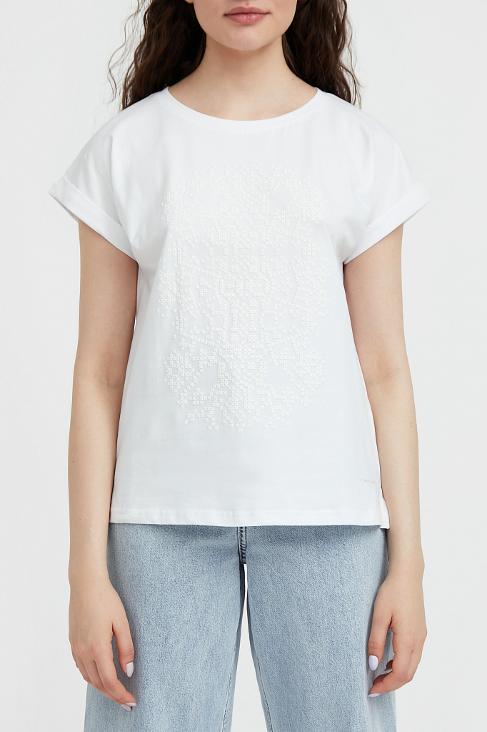 

Футболка женская Finn Flare S21-11034 белая XL, S21-11034