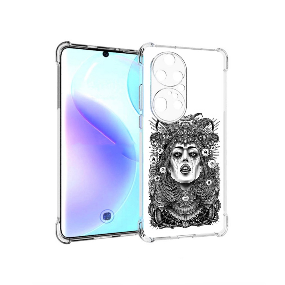 

Чехол MyPads Tocco для Huawei P50 Pro портрет девушки черно белый, Прозрачный, Tocco