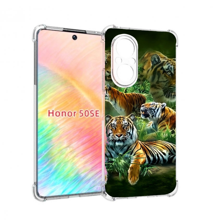 

Чехол бампер MyPads Тигры для Honor 50 SE противоударный, Прозрачный, Tocco