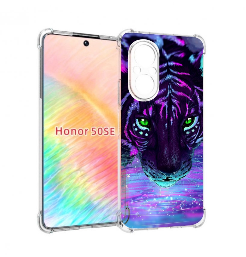 

Чехол бампер MyPads Тигр-неон для Honor 50 SE противоударный, Прозрачный, Tocco