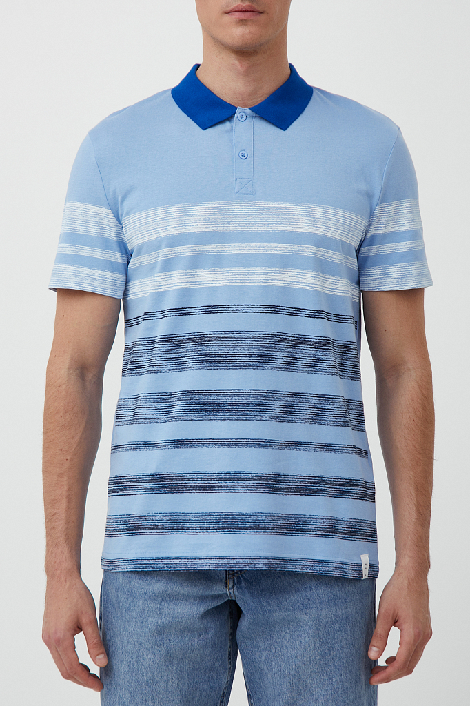 

Футболка-поло мужская S21-22029 Finn Flare голубая 3XL, S21-22029