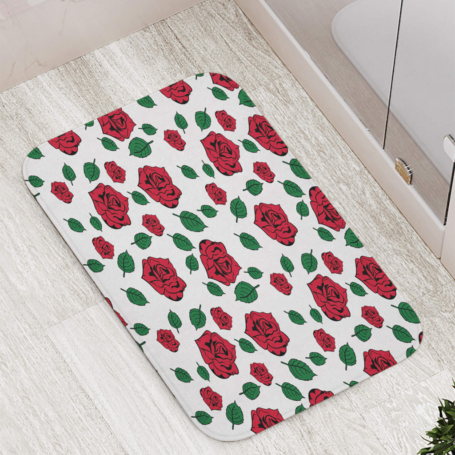 фото Коврики для ванной и туалета bath_92258 векторные розы и листья joyarty