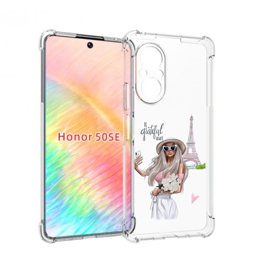 

Чехол бампер MyPads Селфи-в-Париже женский для Honor 50 SE проти, Прозрачный, Tocco
