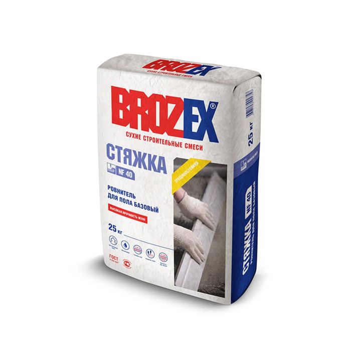 фото Ровнитель для пола brozex "стяжка м-200", 25 кг