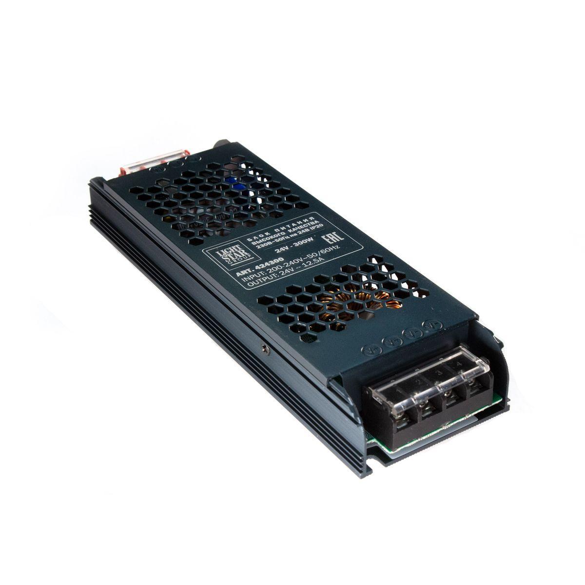 

Блок питания Lightstar 24V 300W IP20 12,5A 424300, Черный