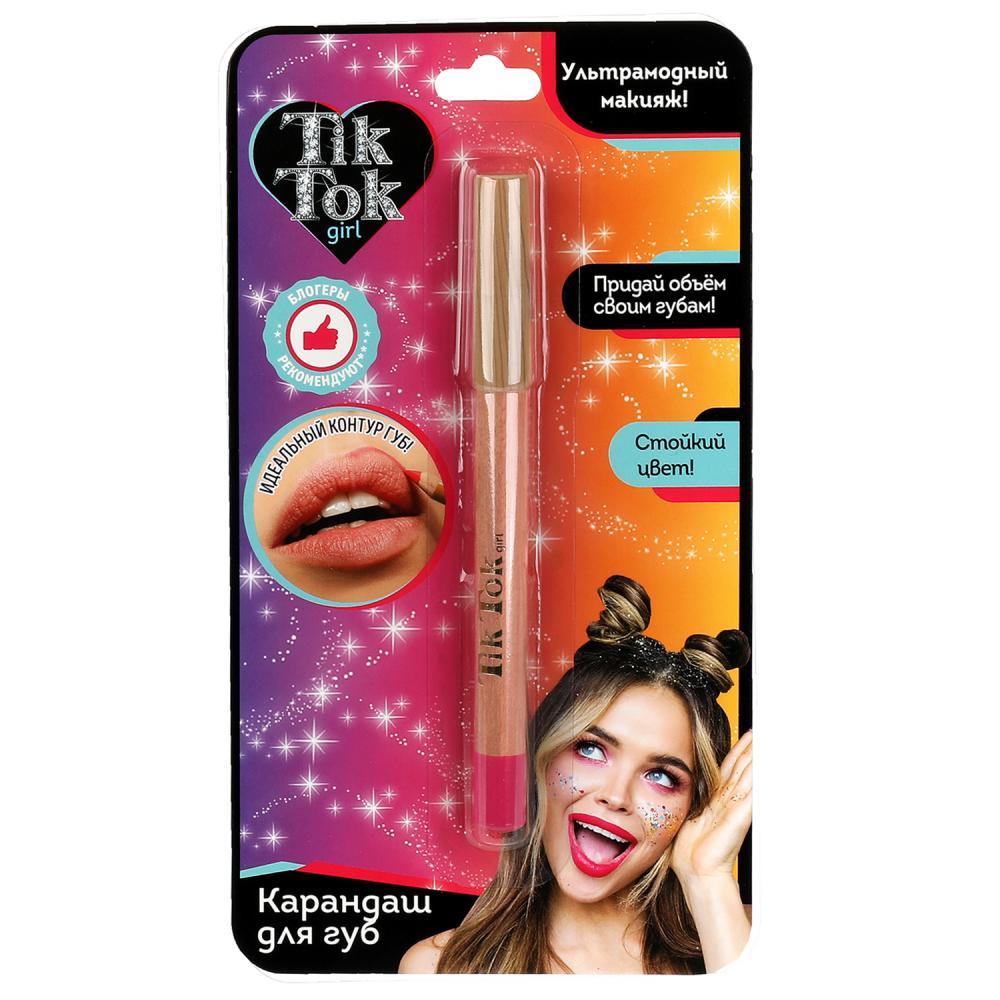 Карандаш для губ TIK TOK GIRL розовый, 3 г блеск для губ mac lipglass 305 oyster girl светло розовый сияющий 3 1 мл