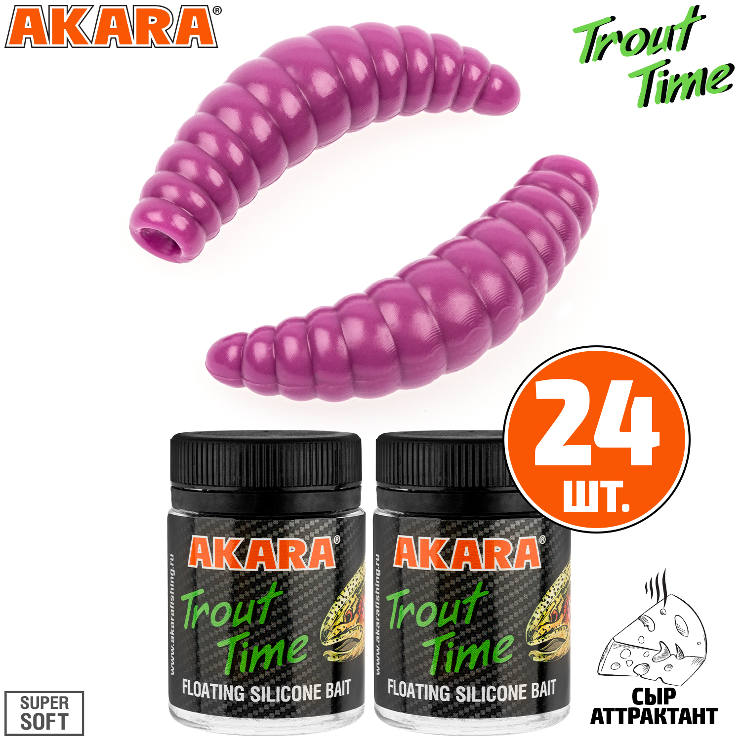 

Силиконовая приманка Akara Trout Time MAGGOT 1,3 Cheese 459 (12 ш.т), MAGGOT 1,3 Сыр