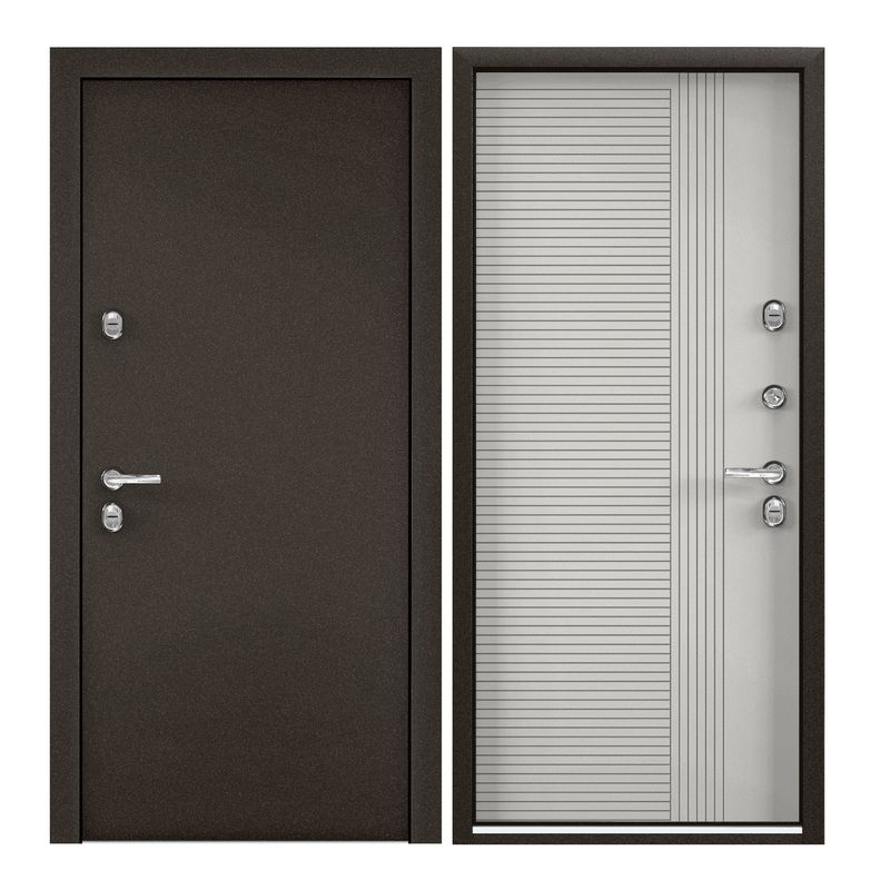 Дверь входная для дома стальная Torex Village advanced 950х2050, правый, коричневый/серый