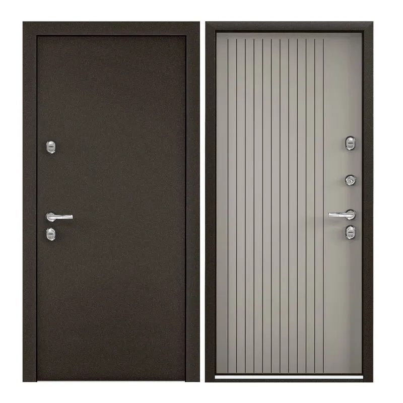 Дверь входная для дома стальная Torex Village advanced 950х2050, правый, коричневый/серый