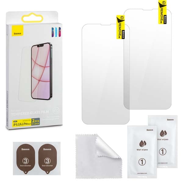 

Защитное стекло Baseus iphone 13/13 Pro 6.1 (2021) Антибликовое 0.3mm 2 шт прозрачное, Защитное стекло Baseus iPhone 13/13 Pro 6.1 (2021) Антибликовое 0.3mm 2 шт прозрачное