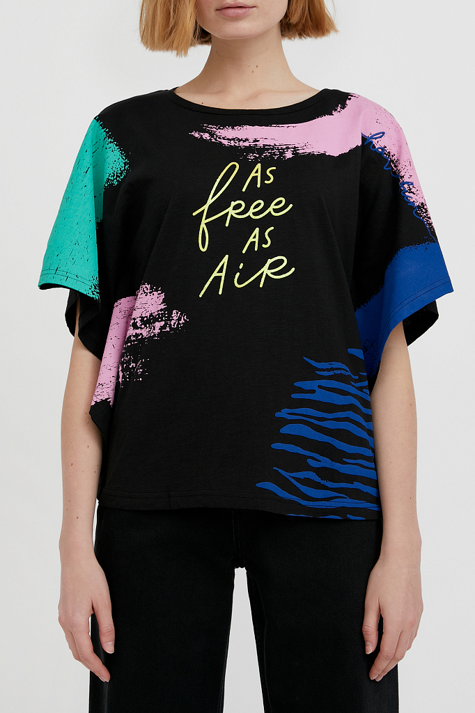 

Футболка женская Finn Flare S21-14031 черная 2XL, S21-14031